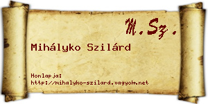 Mihályko Szilárd névjegykártya